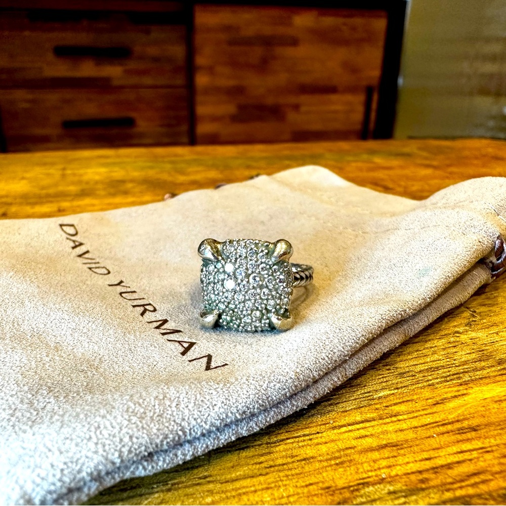 Chatelaine ring with diamonds 14mm size 6